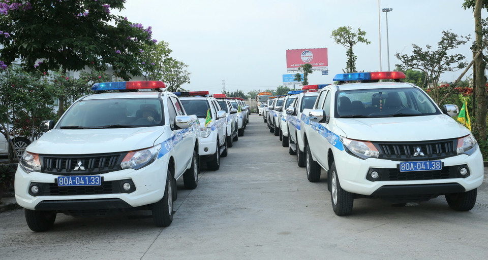 Lực lượng Cảnh sát giao thông của Cục Cảnh sát giao thông, Bộ Công an ra quân. (Ảnh: Doãn Tấn/TTXVN)