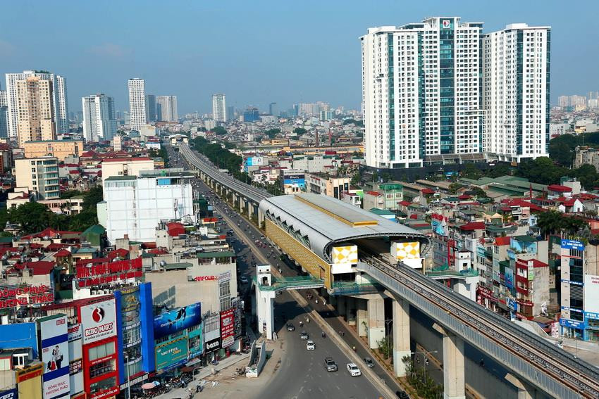 Nút giao thông 4 tầng Khuất Duy Tiến-Nguyễn Xiển-Nguyễn Trãi. (Ảnh: Huy Hùng/TTXVN)