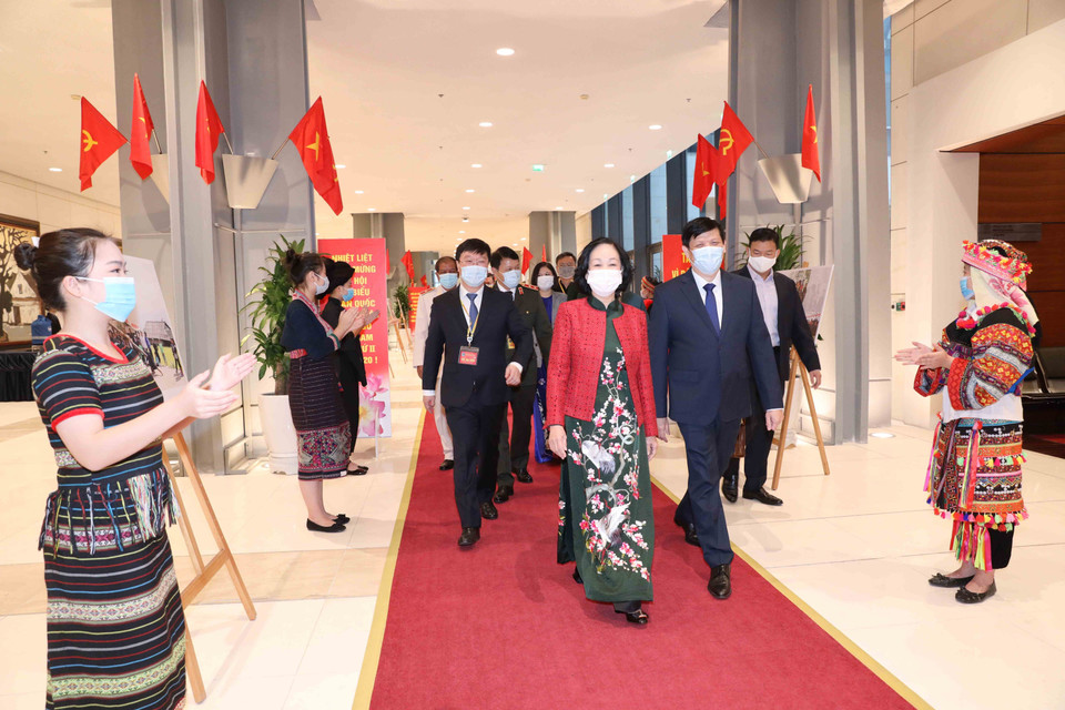 Ủy viên Bộ Chính trị, Bí thư Trung ương Đảng, Trưởng Ban Dân vận Trung ương Trương Thị Mai dự Đại hội. (Ảnh: Phương Hoa/TTXVN)