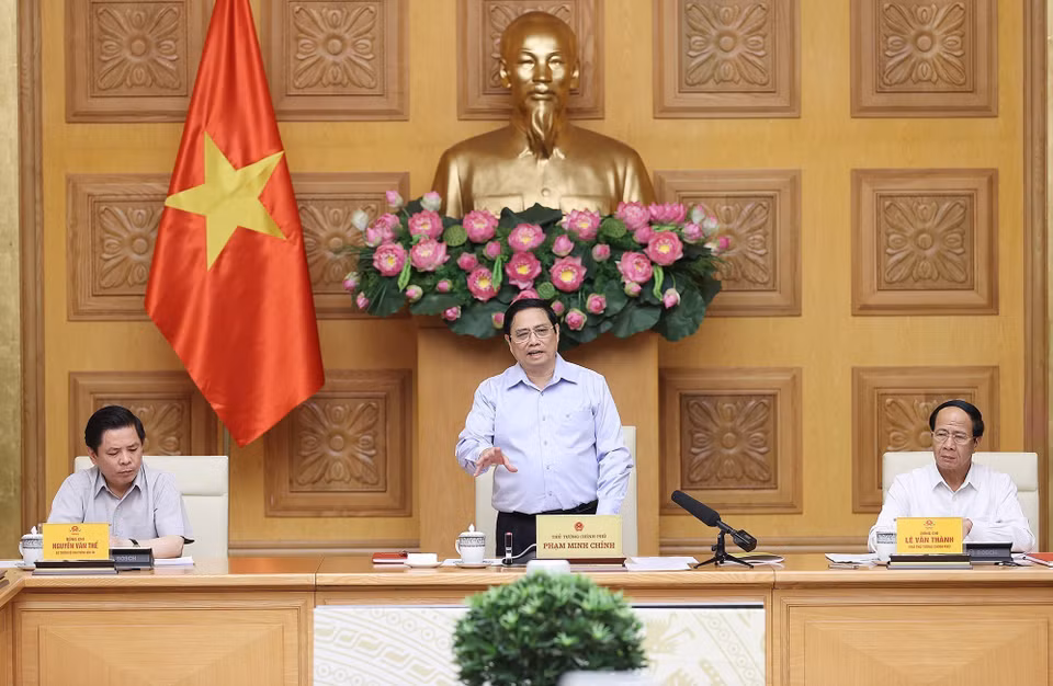Thủ tướng Phạm Minh Chính chủ trì hội nghị. (Ảnh: Dương Giang/TTXVN)