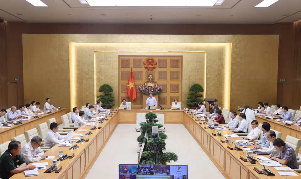 Quang cảnh hội nghị tại điểm cầu Chính phủ. (Ảnh: Dương Giang/TTXVN)