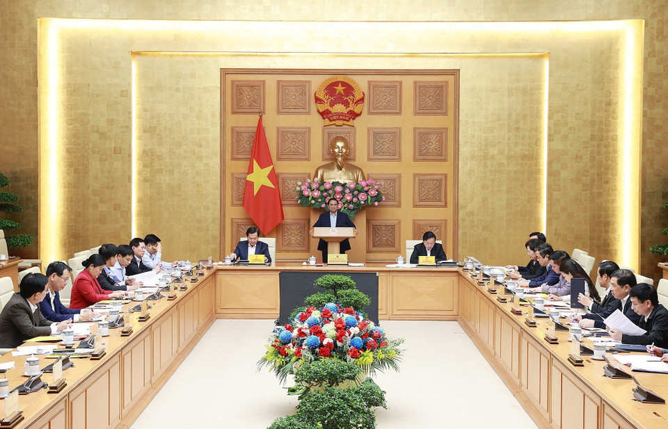 Thủ tướng Phạm Minh Chính chủ trì cuộc họp. (Ảnh: Dương Giang/TTXVN)