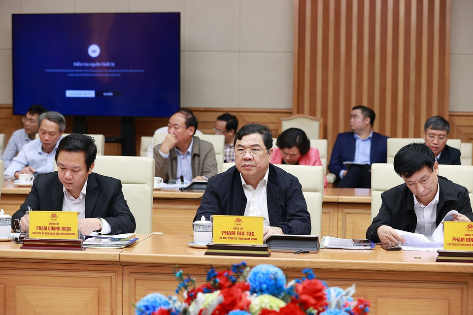 Đại diện tỉnh Nam Định tham dự cuộc họp. (Ảnh: Dương Giang/TTXVN)