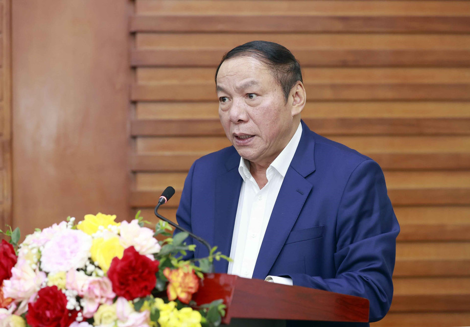 Bộ trưởng Bộ Văn hóa, Thể thao và Du lịch Nguyễn Văn Hùng phát biểu. (Ảnh: Doãn Tấn/TTXVN)