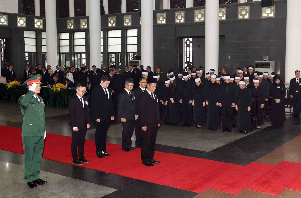 Đoàn Indonesia do Bộ trưởng Nông nghiệp Andi Amran Sulaiman làm Trưởng đoàn, viếng Tổng Bí thư Nguyễn Phú Trọng. (Ảnh: TTXVN)