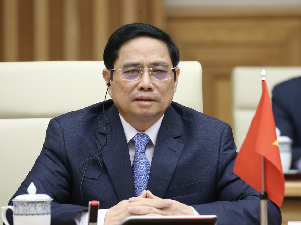 Thủ tướng Phạm Minh Chính phát biểu. (Ảnh: Dương Giang/TTXVN)