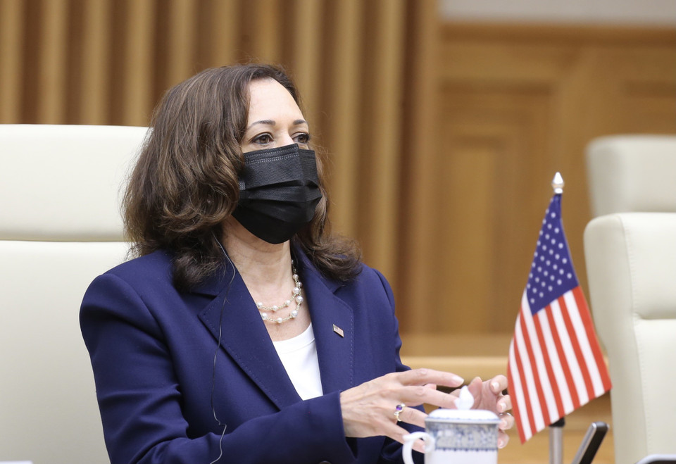 Phó Tổng thống Hoa Kỳ Kamala Harris phát biểu. (Ảnh: Dương Giang/TTXVN)
