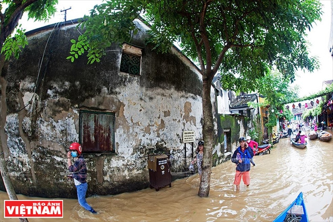 Bức tường thần thánh nơi nhiều bức ảnh chụp đoạt giải thế giới cũng chìm trong nước. (Nguồn: Báo ảnh Việt Nam)