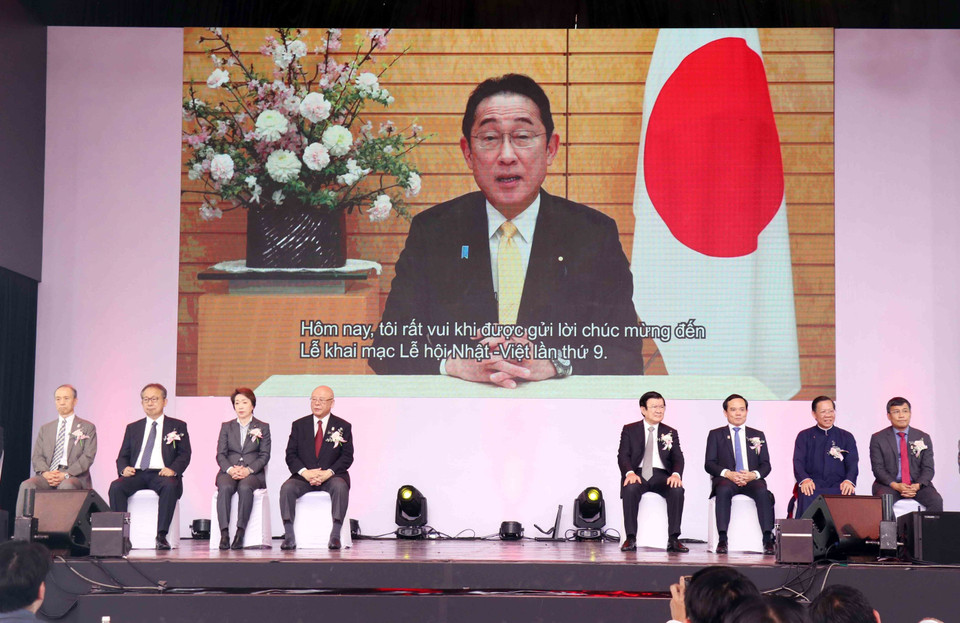 Thủ tướng Nhật Bản Kishida Fumio gửi lời chúc mừng Lễ hội Việt- Nhật 2024. (Ảnh: Xuân Khu/TTXVN)