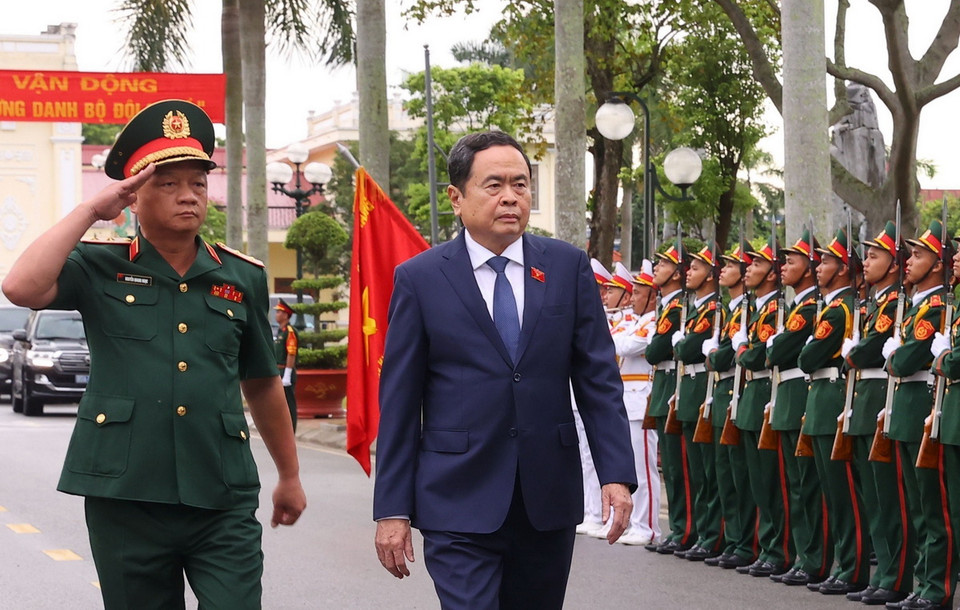 Lễ đón Chủ tịch Quốc hội Trần Thanh Mẫn. (Ảnh: Văn Điệp/TTXVN)