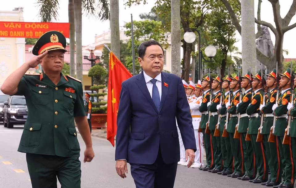 Lễ đón Chủ tịch Quốc hội Trần Thanh Mẫn. (Ảnh: Văn Điệp/TTXVN)