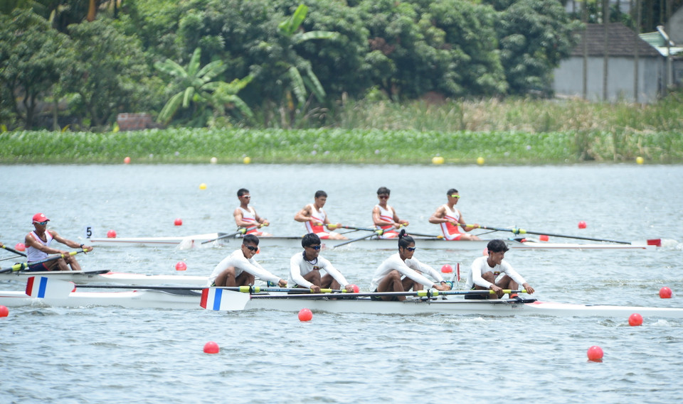 Các vận động viên với các nội dung thi đấu trong ngày đầu tiên. (Ảnh: Minh Đức/TTXVN)