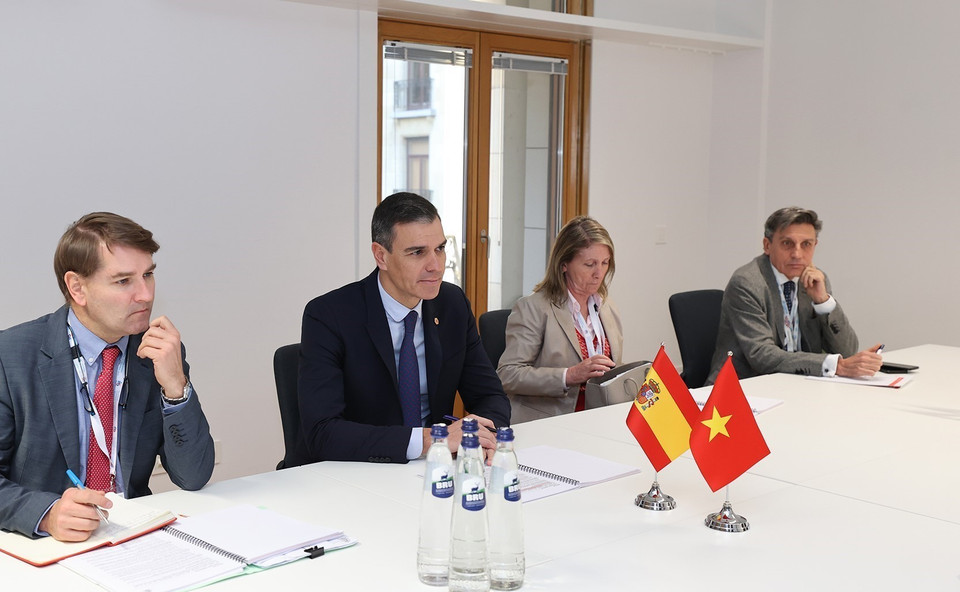 Thủ tướng Tây Ban Nha Pedro Sánchez Pérez-Castejón tại cuộc gặp. (Ảnh: Dương Giang/TTXVN)