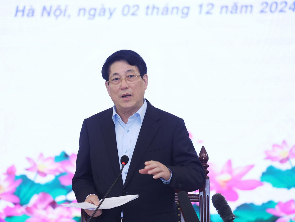 Chủ tịch nước Lương Cường phát biểu chỉ đạo. (Ảnh: Lâm Khánh/TTXVN)