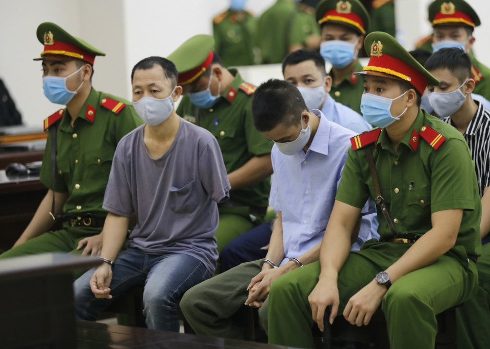 Các bị cáo tại phiên tòa. (Ảnh: Doãn Tấn/TTXVN)