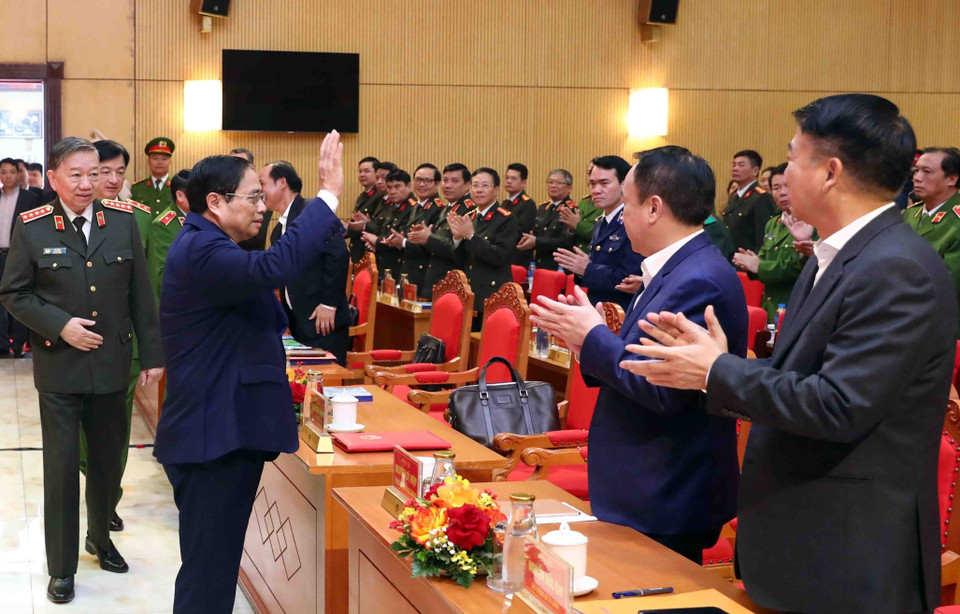 Sáng 10/3, tại Hà Nội, Thủ tướng Chính phủ Phạm Minh Chính tới dự hội nghị trực tuyến toàn quốc về phòng, chống ma túy. (Ảnh: Phạm Kiên/TTXVN)