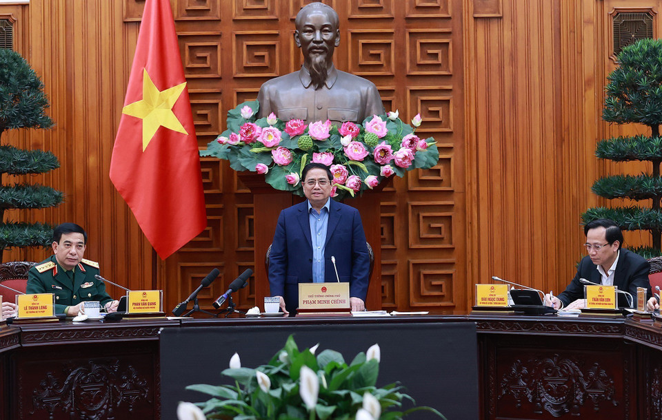Thủ tướng Phạm Minh Chính, Trưởng Ban Chỉ đạo chủ trì phiên họp. (Ảnh: Dương Giang/TTXVN)