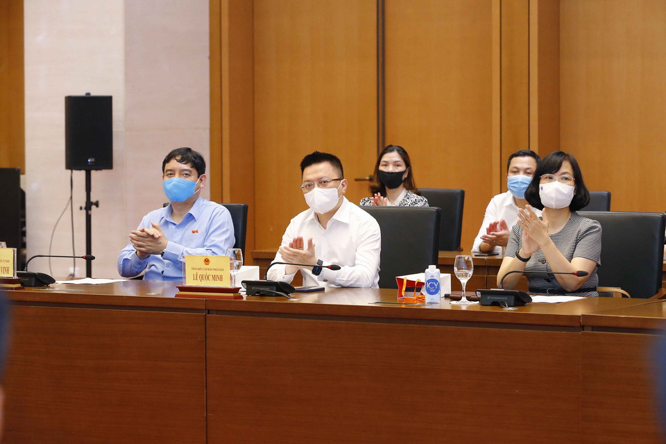 Đại biểu dự buổi gặp mặt và làm việc. (Ảnh: Doãn Tấn/TTXVN)