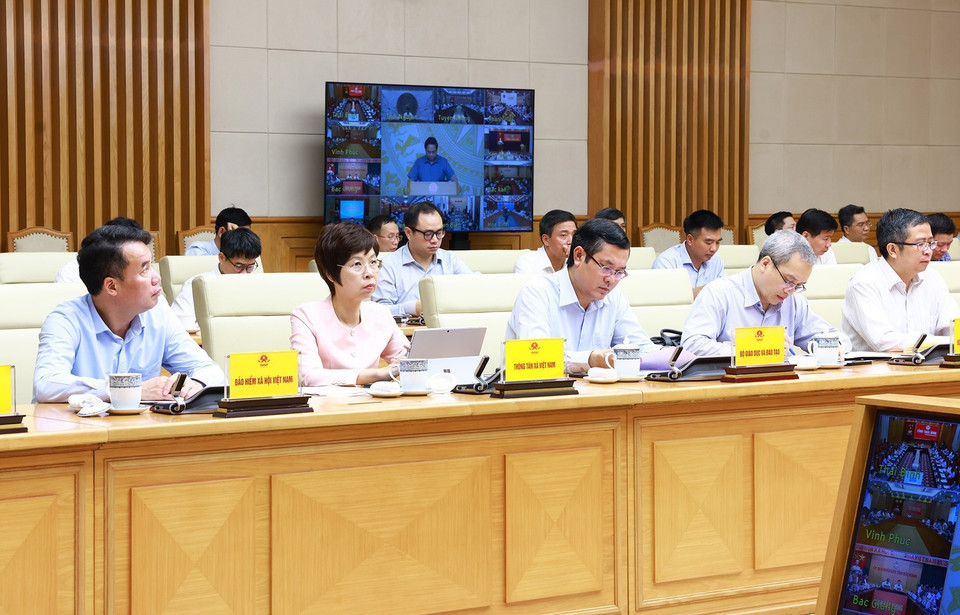 Các đại biểu dự Hội nghị sơ kết công tác phòng, chống và khắc phục hậu quả bão số 3. (Ảnh: Dương Giang/TTXVN)