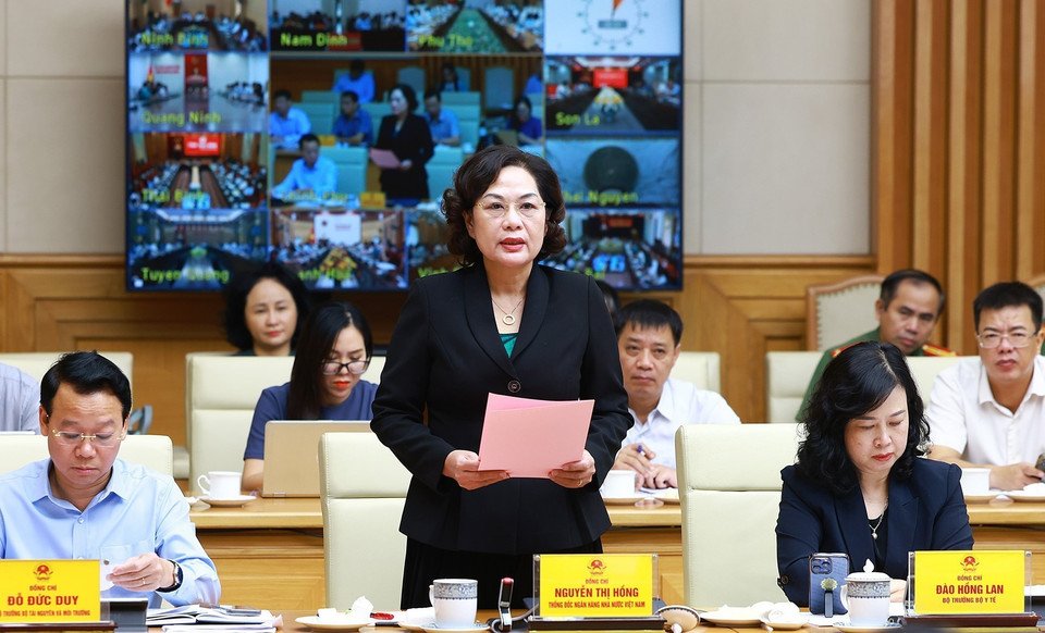 Thống đốc Ngân hàng Nhà nước Việt Nam Nguyễn Thị Hồng phát biểu. (Ảnh: Dương Giang/TTXVN)