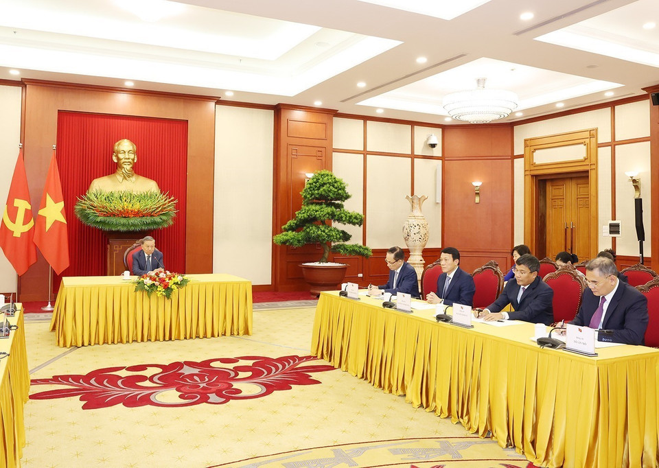 Tổng Bí thư, Chủ tịch nước Tô Lâm điện đàm với Tổng thống Liên bang Nga Vladimir Putin. (Ảnh: Trí Dũng/TTXVN)