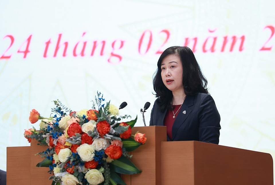 Bộ trưởng Bộ Y tế Đào Hồng Lan phát biểu khai mạc hội nghị. (Ảnh: Dương Giang/TTXVN)