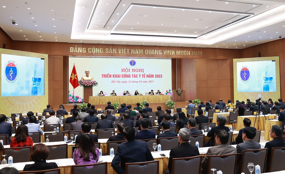 Quang cảnh hội nghị triển khai công tác y tế năm 2023. (Ảnh: Dương Giang/TTXVN)