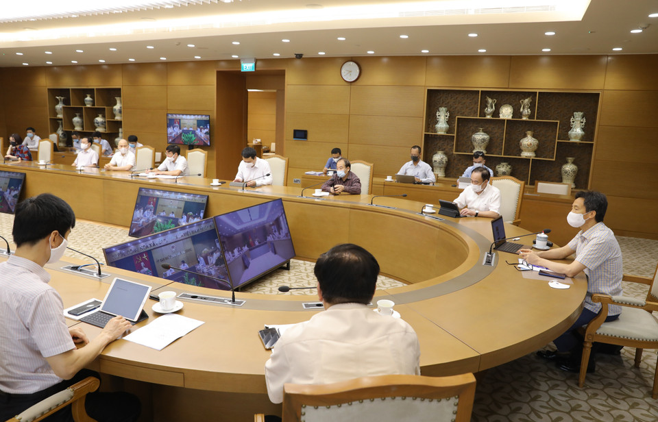 Quang cảnh cuộc họp tại Trụ sở Chính phủ. (Ảnh: Văn Điệp/TTXVN)