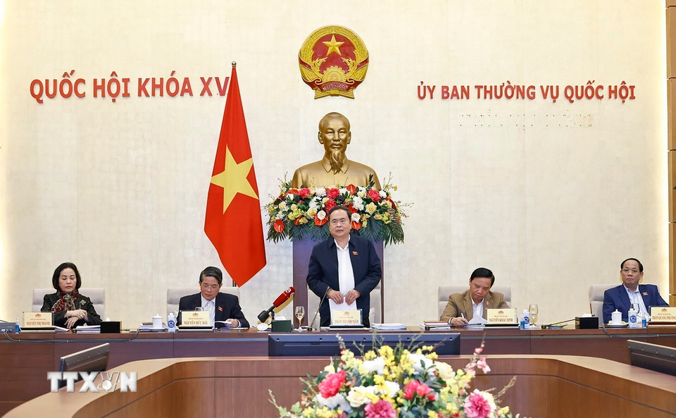 Chủ tịch Quốc hội Trần Thanh Mẫn phát biểu. (Ảnh: Doãn Tấn/TTXVN)