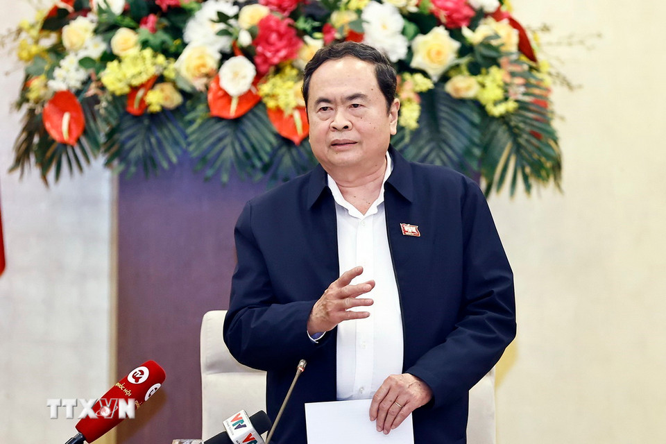 Chủ tịch Quốc hội Trần Thanh Mẫn phát biểu. (Ảnh: Doãn Tấn/TTXVN)