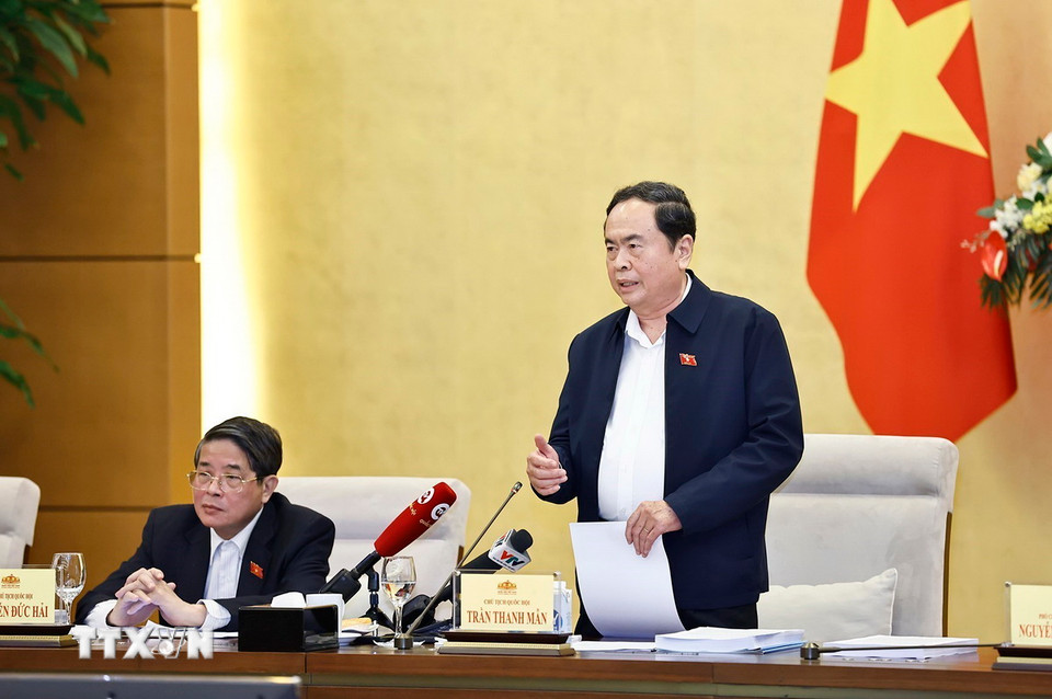 Chủ tịch Quốc hội Trần Thanh Mẫn phát biểu. (Ảnh: Doãn Tấn/TTXVN)