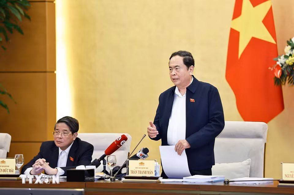 Chủ tịch Quốc hội Trần Thanh Mẫn phát biểu. (Ảnh: Doãn Tấn/TTXVN)