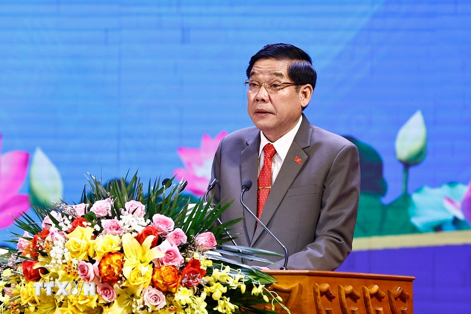 Bí thư Tỉnh ủy Bắc Giang Nguyễn Văn Gấu phát biểu. (Ảnh: Doãn Tấn/TTXVN)