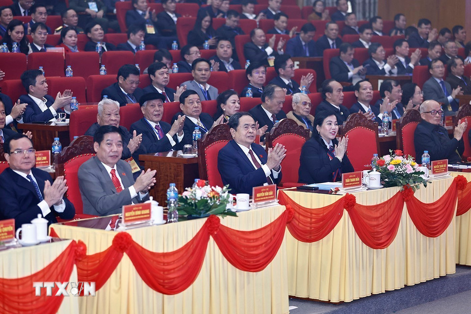 Chủ tịch Quốc hội Trần Thanh Mẫn và đại biểu dự hội nghị. (Ảnh: Doãn Tấn/TTXVN)