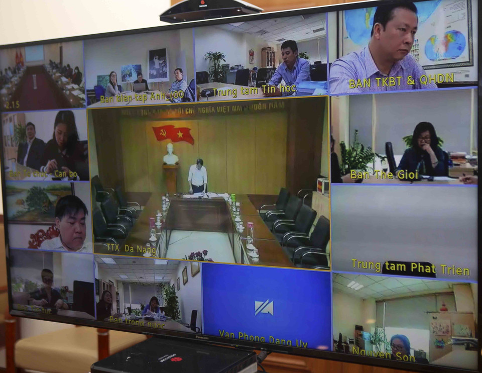 Các đại biểu tham dự theo hình thức trực tuyến. (Ảnh: Tuấn Đức/TTXVN)