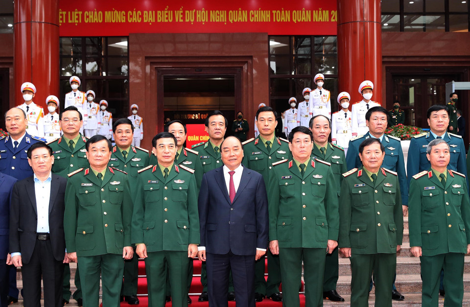 Chủ tịch nước Nguyễn Xuân Phúc với các đại biểu dự hội nghị. (Ảnh: Trọng Đức/TTXVN)