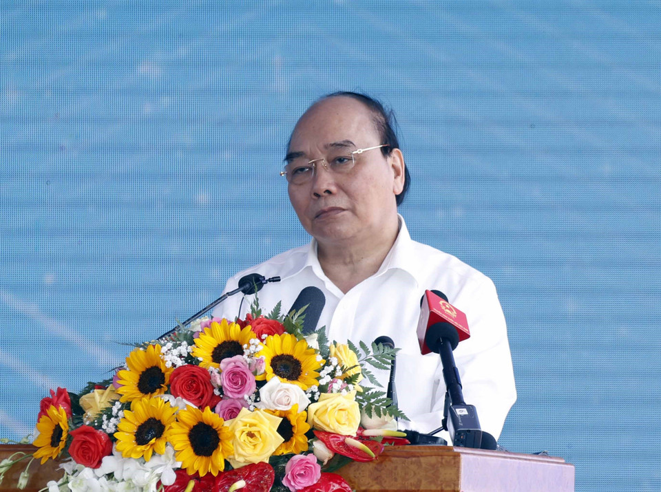 Chủ tịch nước Nguyễn Xuân Phúc phát biểu tại buổi lễ. (Ảnh: Thống Nhất/TTXVN)