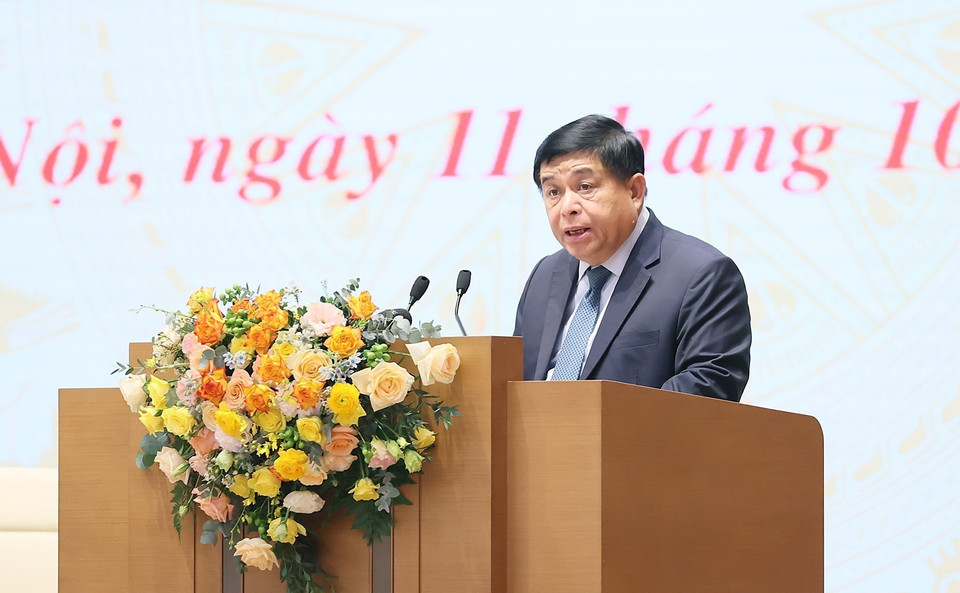 Bộ trưởng Bộ Kế hoạch và Đầu tư Nguyễn Chí Dũng phát biểu. (Ảnh: Dương Giang/TTXVN)