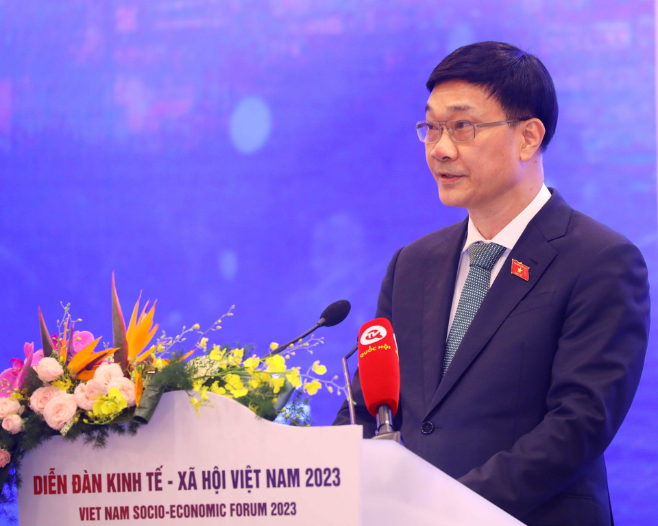 Chủ nhiệm Ủy ban Kinh tế của Quốc hội Vũ Hồng Thanh phát biểu. (Ảnh: Văn Điệp/TTXVN)