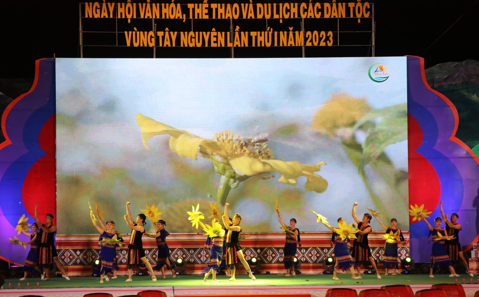 Chương trình nghệ thuật tại Lễ khai mạc. (Ảnh: Dư Toán/TTXVN)