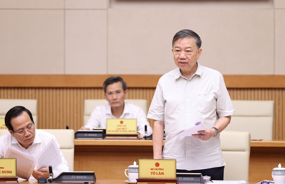 Bộ trưởng Bộ Công an Tô Lâm phát biểu. (Ảnh: Dương Giang/TTXVN)