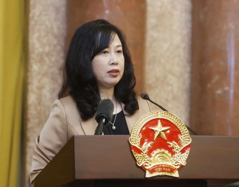 Bộ trưởng Bộ Y tế Đào Hồng Lan phát biểu. (Ảnh: Thống Nhất/TTXVN)