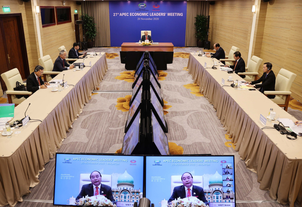 Thủ tướng Nguyễn Xuân Phúc phát biểu tại điểm cầu Hà Nội. (Ảnh: Thống Nhất/TTXVN)