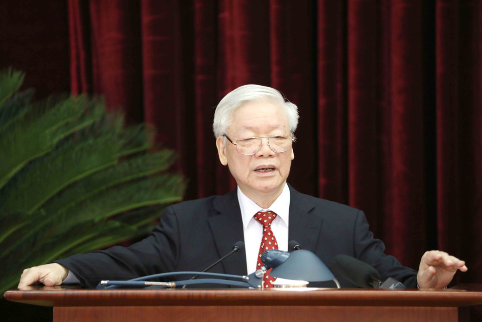 Tổng Bí thư, Chủ tịch nước Nguyễn Phú Trọng phát biểu khai mạc hội nghị. (Ảnh: Phương Hoa/TTXVN)