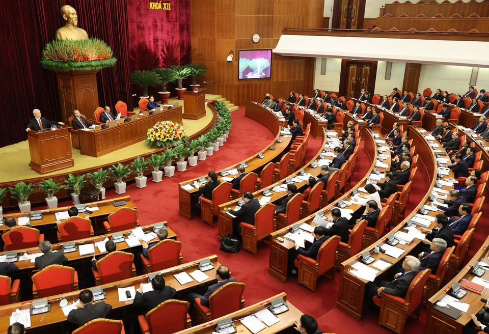 Tổng Bí thư, Chủ tịch nước Nguyễn Phú Trọng phát biểu khai mạc Hội nghị. (Ảnh: Trí Dũng/TTXVN)