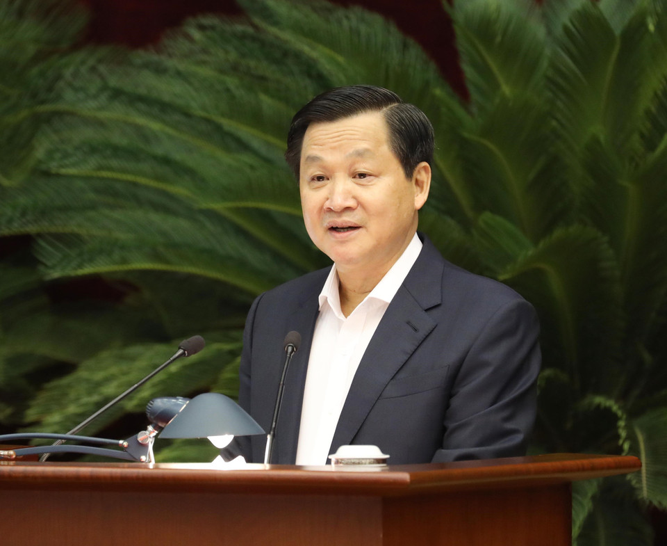 Ông Lê Minh Khái, Bí thư Trung ương Đảng, Phó Thủ tướng Chính phủ phát biểu. (Ảnh: Phương Hoa/TTXVN)