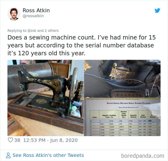 Chiếc máy may này có thể đã có tuổi đời lên đến 120 năm.(Nguồn: Boredpanda)