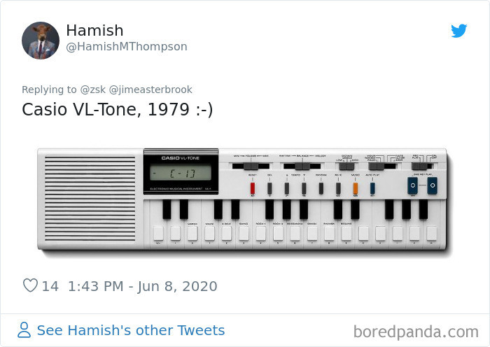 Chiếc máy chơi nhạc Casio từ năm 1979. (Nguồn: Boredpanda)