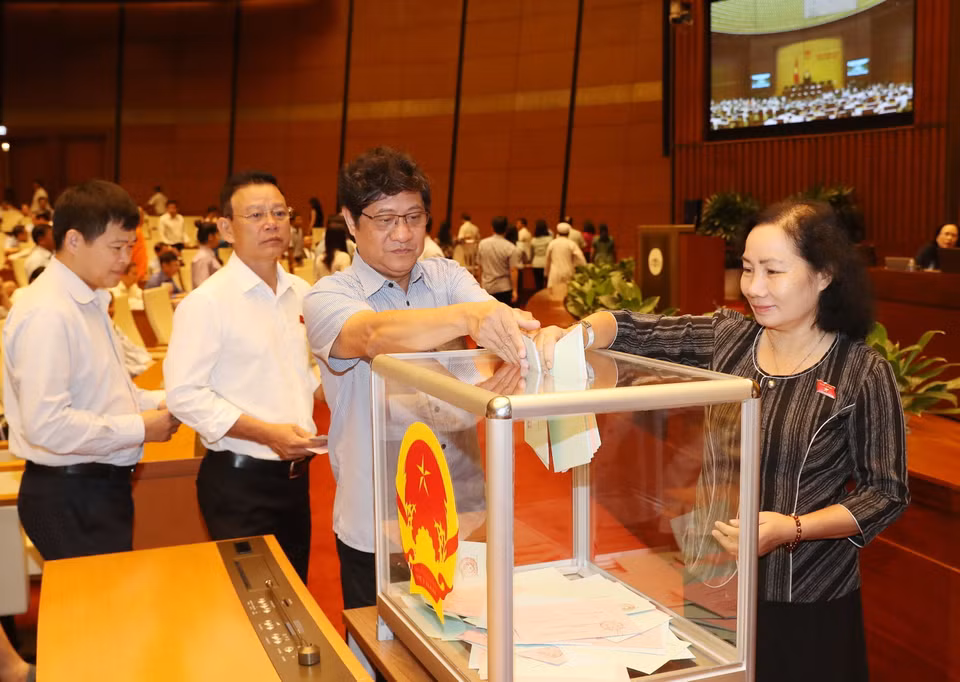 Các đại biểu Quốc hội bỏ phiếu. (Ảnh: Trọng Đức/TTXVN)