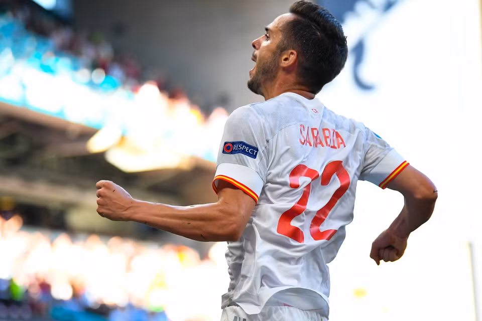 Pablo Sarabia ăn mừng bàn gỡ hòa 1-1, giải tỏa tâm lý cho Tây Ban Nha. (Nguồn: AFP)